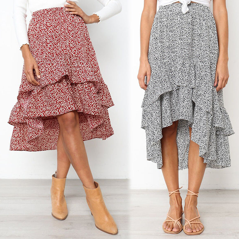 Floral Ruffle Midi Skirt by Cristina Gore
