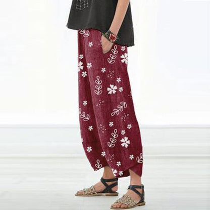 Pantaloni largi din bumbac cu imprimeu floral de Cristina Gore