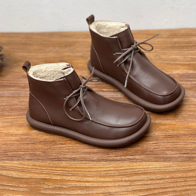 Ghete din piele de vacă Cristina cu căptușeală de catifea - Căldură suplimentară