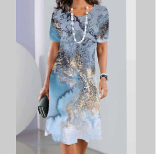 Rochie trapez Cristina – Imprimeu artistic și confort