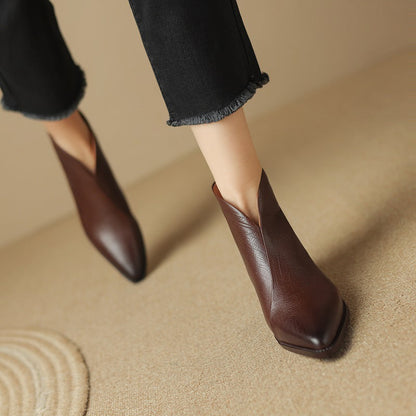 Ghete retro Cristina din piele de vacă - Vârf ascuțit