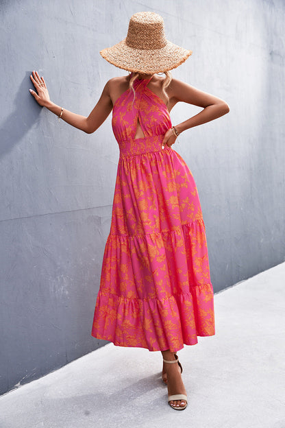 Rochie elegantă cu spate gol, cu halter, de Cristina Gore