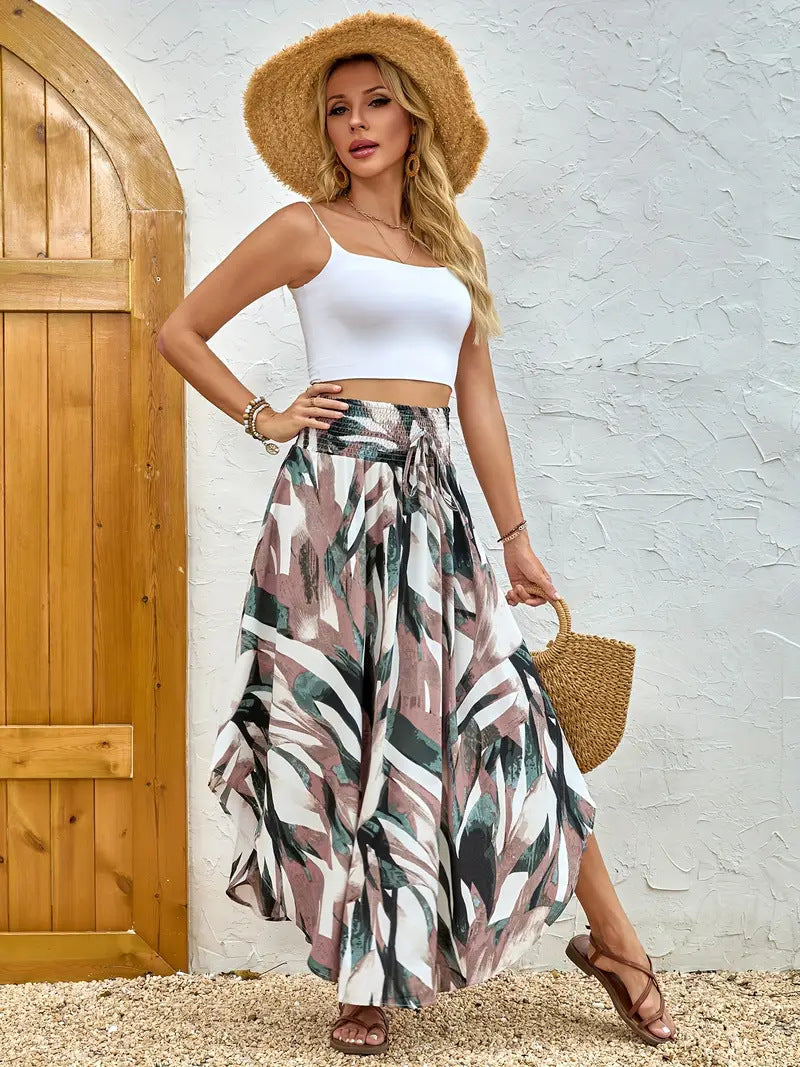 Fustă în linie A cu imprimeu floral boho Cristina Gore
