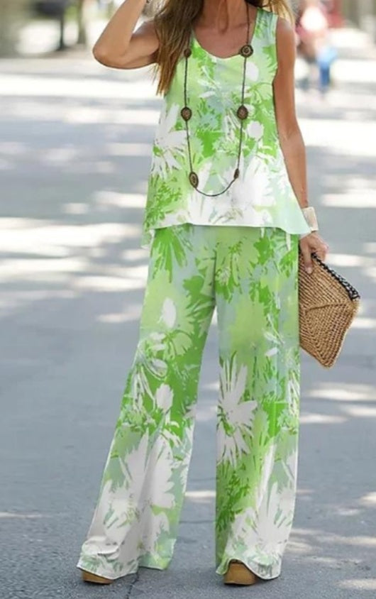 Set Cristina cu imprimeu - Set elegant cu picior larg