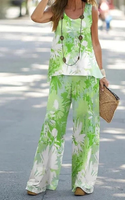 Set Cristina cu imprimeu - Set elegant cu picior larg