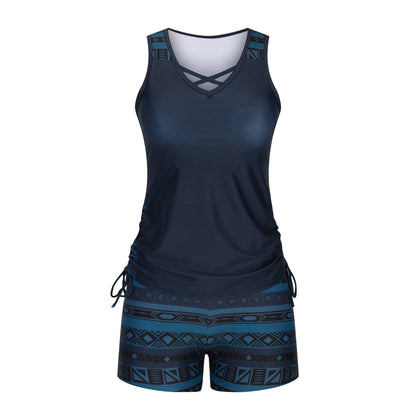 Costum de baie Cristina din două piese - Detalii din dantelă imprimată