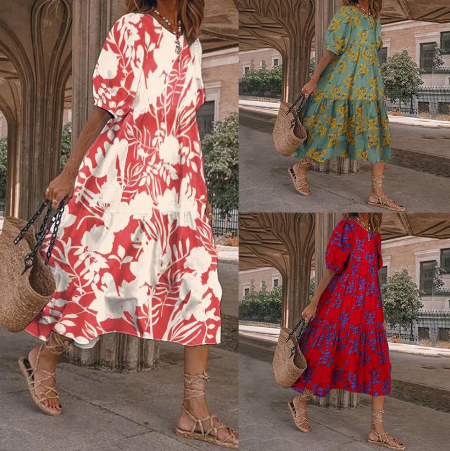 Floral Print Cristina Gore Summer Midi Dress