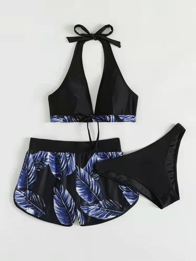 Set bikini Cristina cu imprimeu de frunze - Inspirație de vară