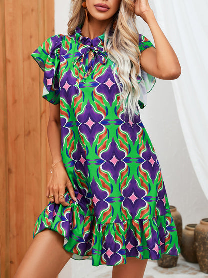 Rochie cu volane și imprimeu vibrant de Cristina Gore