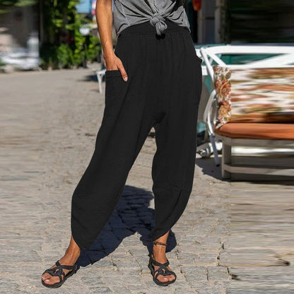 Pantaloni casual din bumbac Cristina Gore, croială relaxată