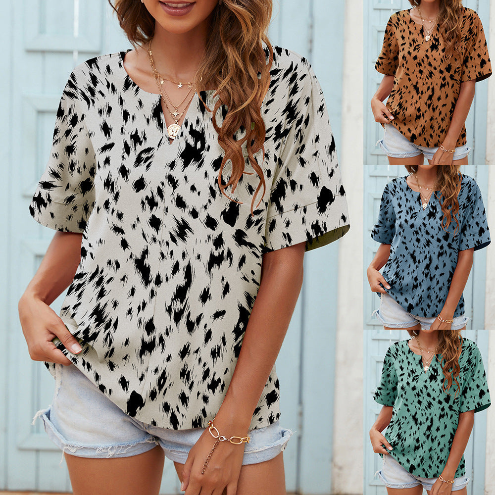 Printed V-Neck Everyday Top by Cristina Gore