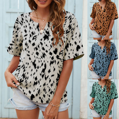 Printed V-Neck Everyday Top by Cristina Gore