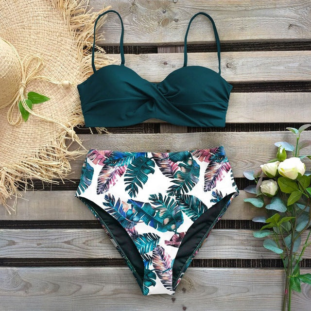 Bikini cu talie înaltă și imprimeu floral de Cristina Gore