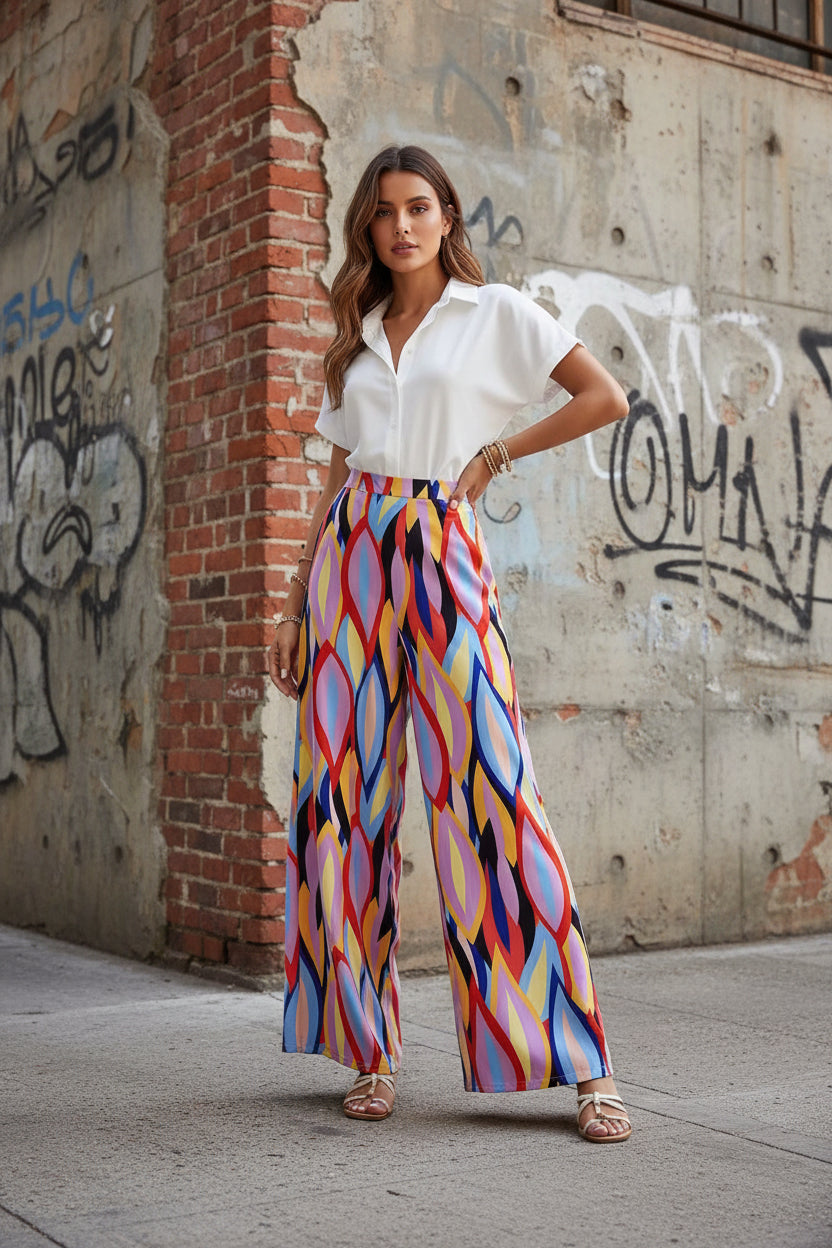 Pantaloni bootcut Cristina Gore cu imprimeu vibrant