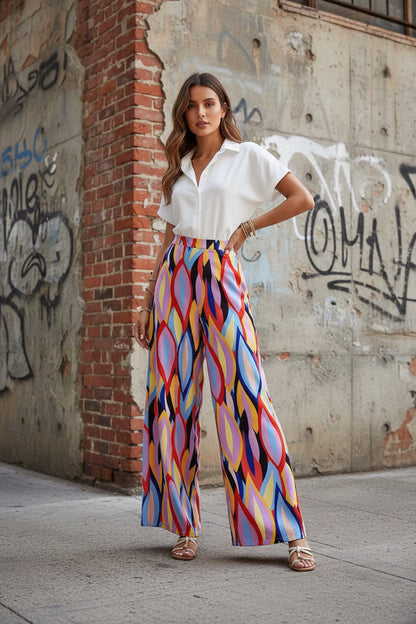 Pantaloni bootcut Cristina Gore cu imprimeu vibrant