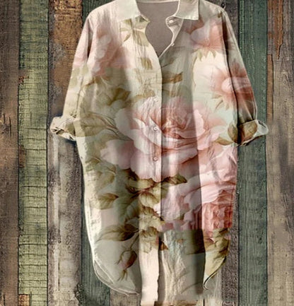 Rochie cardigan Cristina cu imprimeu floral 3D - Mâneci lungi