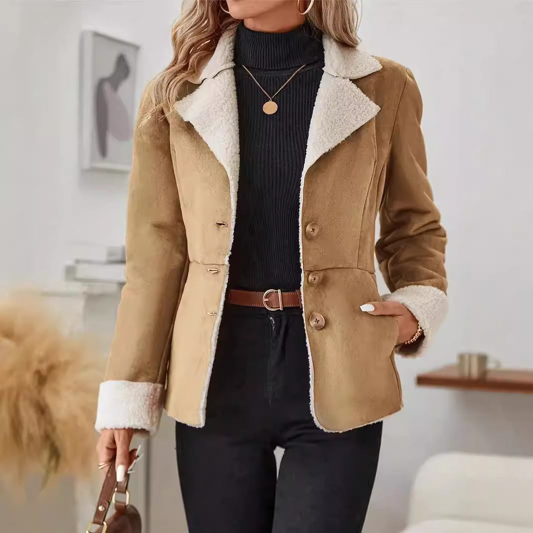 Jachetă Cristina din piele de shearling - Eleganță scurtă, căptușită