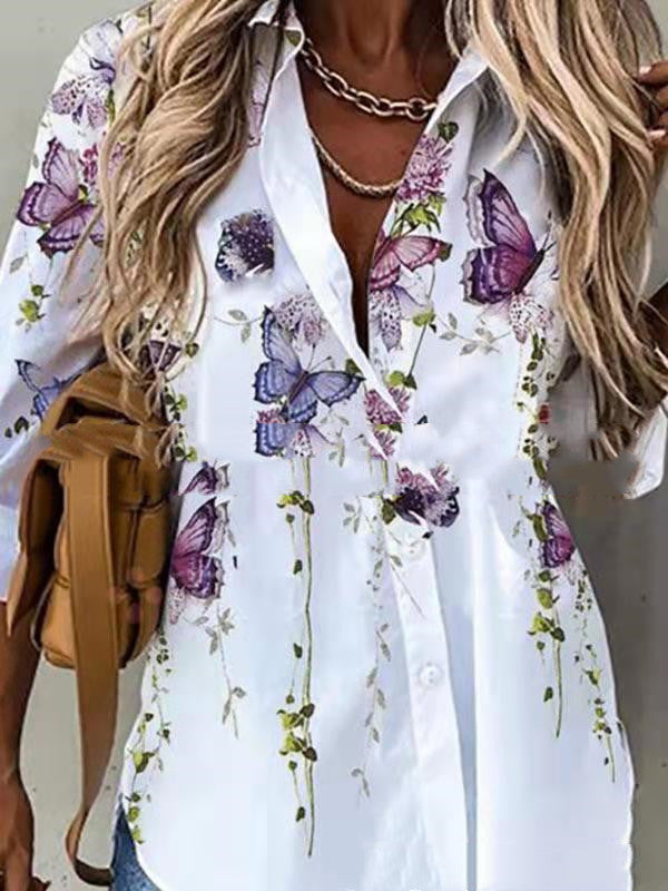 Cămașă din șifon cu dantelă Cristina - Inspirație fluture