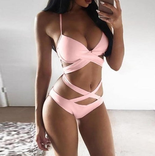 Set bikini elegant cu bretele și blocuri de culoare Cristina Gore