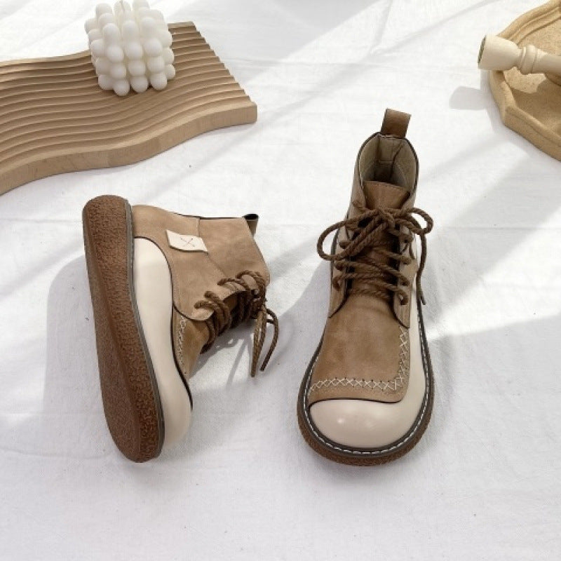 Ghete retro cu șireturi Cristina - Talpă groasă și confortabilă