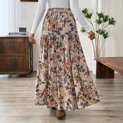 Fustă midi boemă cu imprimeu floral Cristina Gore