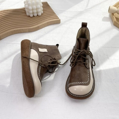 Ghete retro cu șireturi Cristina - Talpă groasă și confortabilă