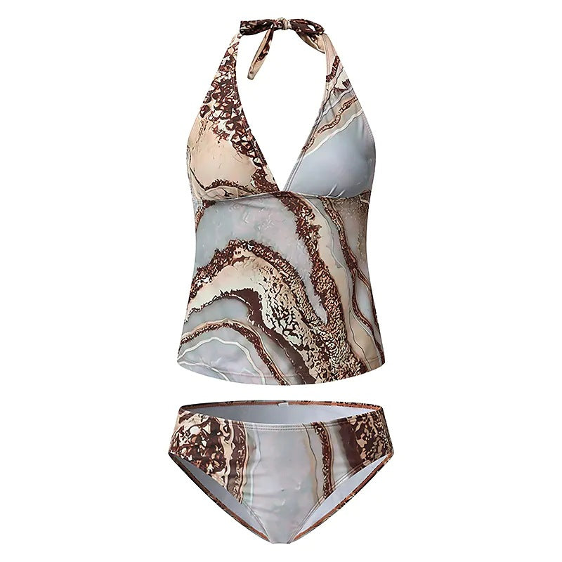 Costum de baie bikini elegant cu imprimeu marmorat Cristina Gore