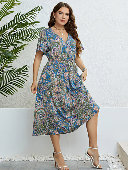 Rochie de vară cu imprimeu retro și decolteu în V Cristina Gore