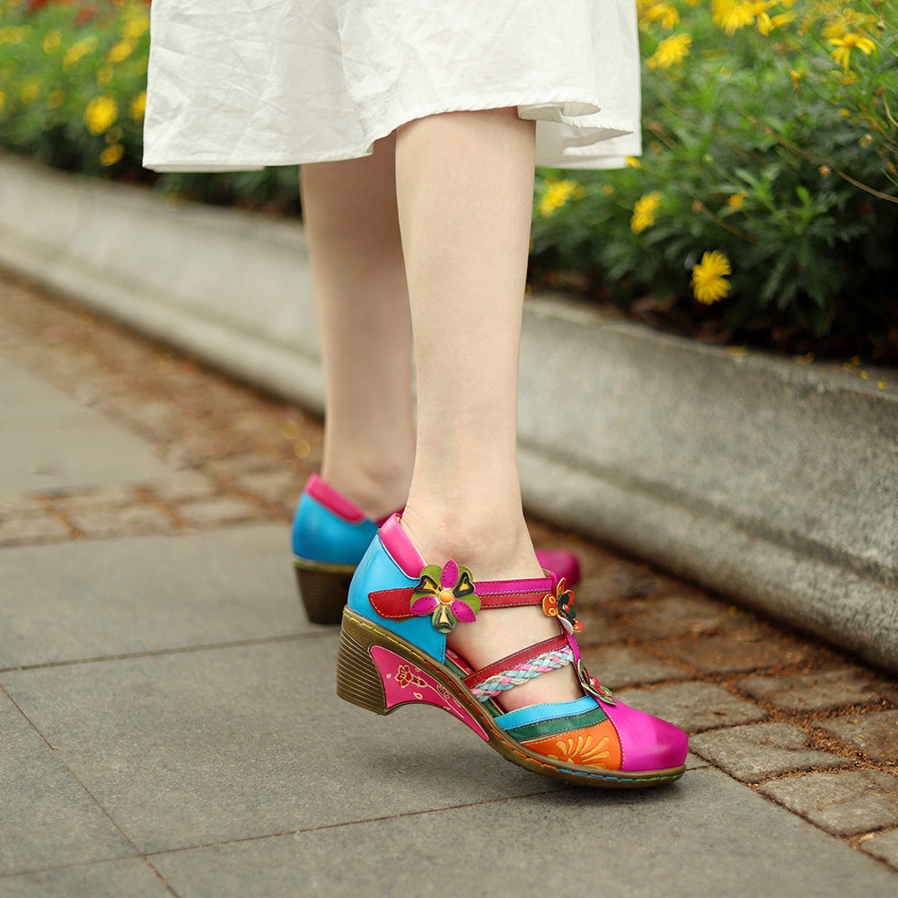 Cristina Retro Floral Wedge Balance - Comfort Pictat Manual
