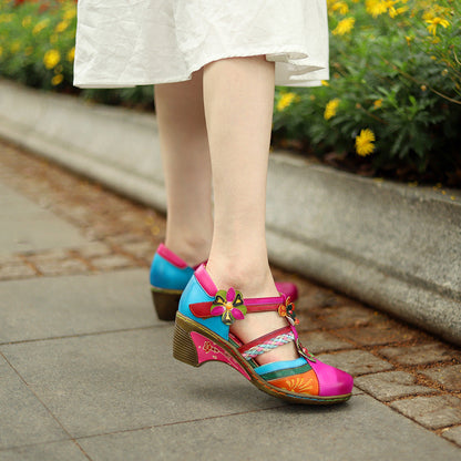 Cristina Retro Floral Wedge Balance - Comfort Pictat Manual