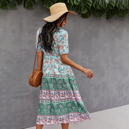 Rochie boho cu imprimeu floral, stil de vară Cristina Gore