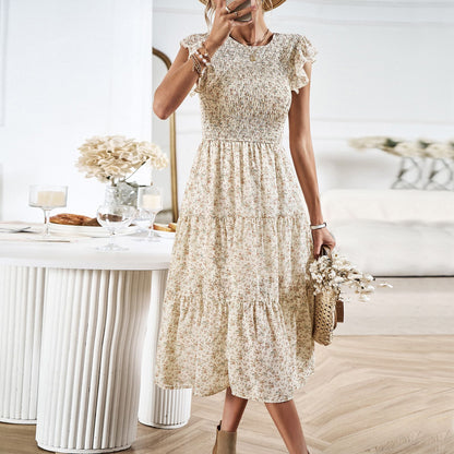 Rochie midi elegantă de vară cu imprimeu floral Cristina Gore