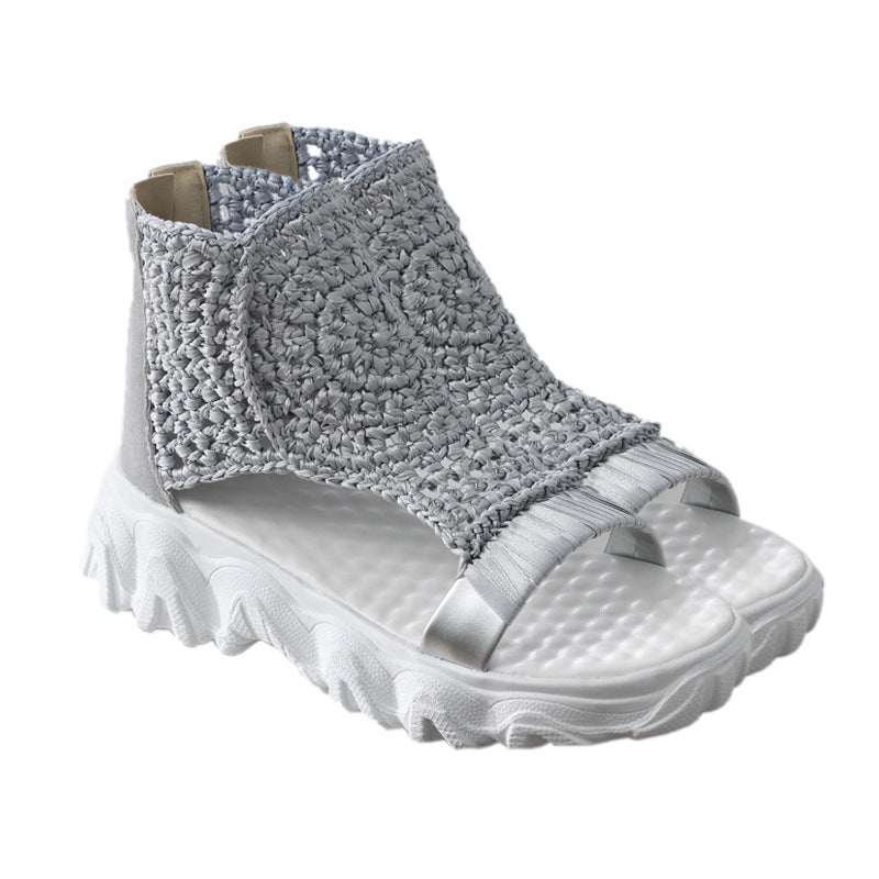 Sandale Cristina din lână tricotată - Talpă groasă și confortabilă