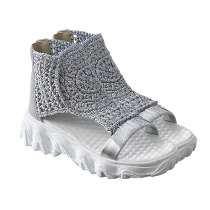 Sandale Cristina din lână tricotată - Talpă groasă și confortabilă