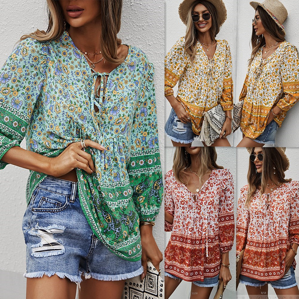 Bohemian Floral Cristina Gore Printed Summer Top
