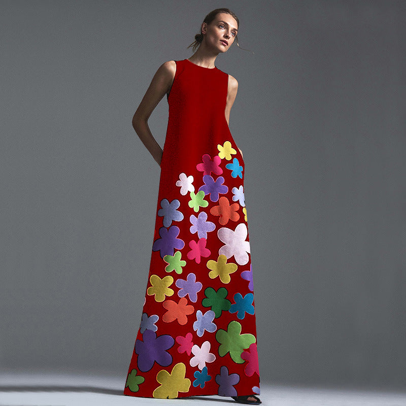 Rochie maxi fără mâneci Cristina - Inspirată de imprimeurile florale