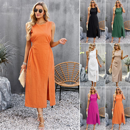 Rochie midi elegantă de vară fără mâneci de la Cristina Gore