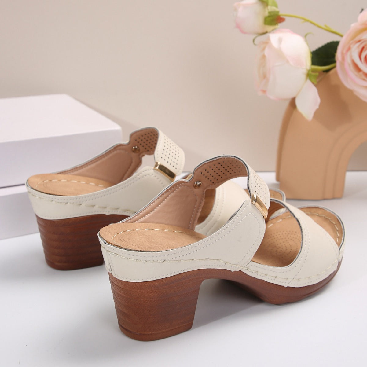 Sandale cu toc înalt Cristina - Talpă groasă, antiderapantă