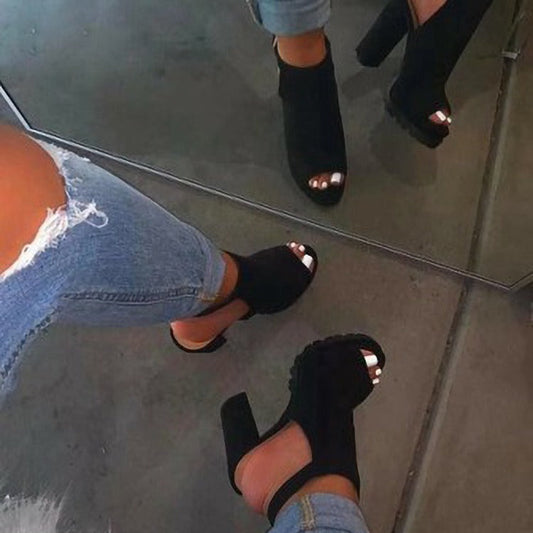 Sandale Cristina cu toc înalt și platformă, cu vârf deschis