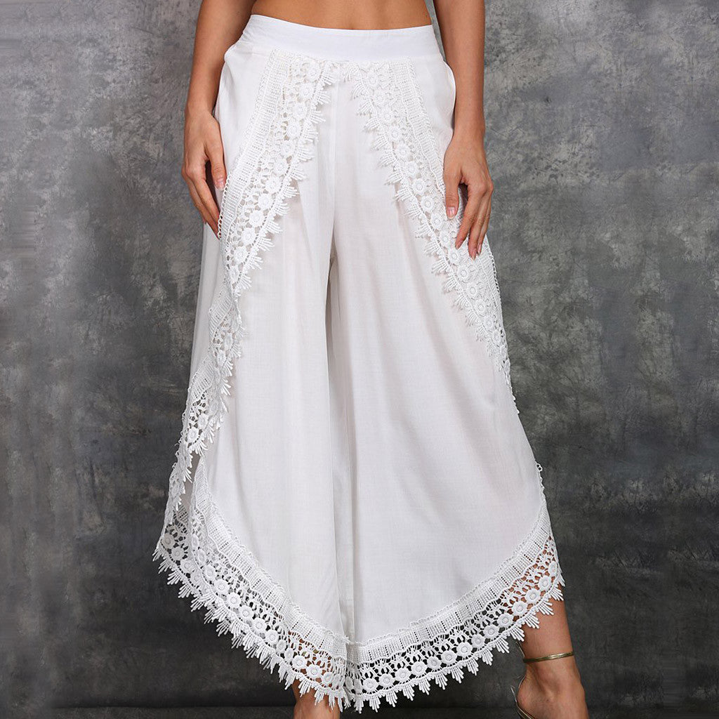 Pantaloni eleganți din dantelă, cu picior larg, de Cristina Gore