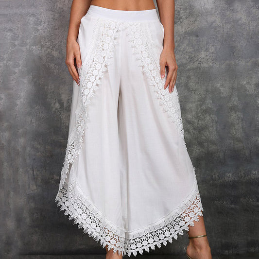 Pantaloni eleganți din dantelă, cu picior larg, de Cristina Gore