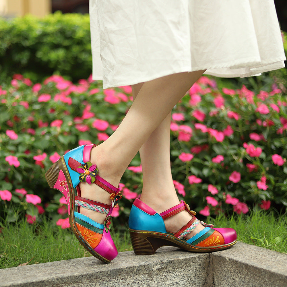 Cristina Retro Floral Wedge Balance - Comfort Pictat Manual