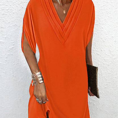 Rochie Cristina cu mâneci tip liliac - Elegant stil cu decolteu în V