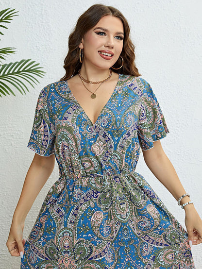 Rochie de vară cu imprimeu retro și decolteu în V Cristina Gore