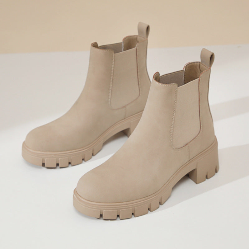 Ghete Chelsea din piele întoarsă Cristina - Talpă groasă