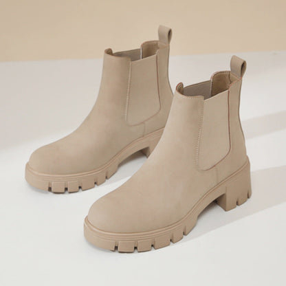 Ghete Chelsea din piele întoarsă Cristina - Talpă groasă