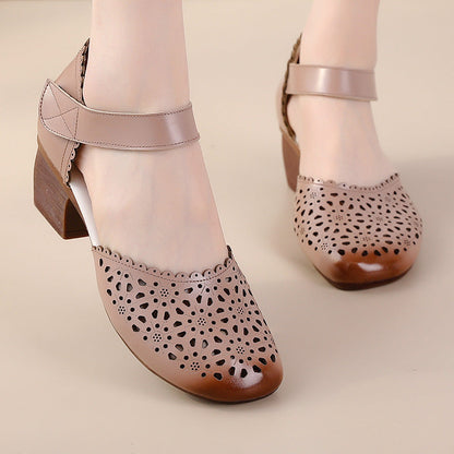 Sandale din piele Cristina - Stil confortabil cu vârf decupat