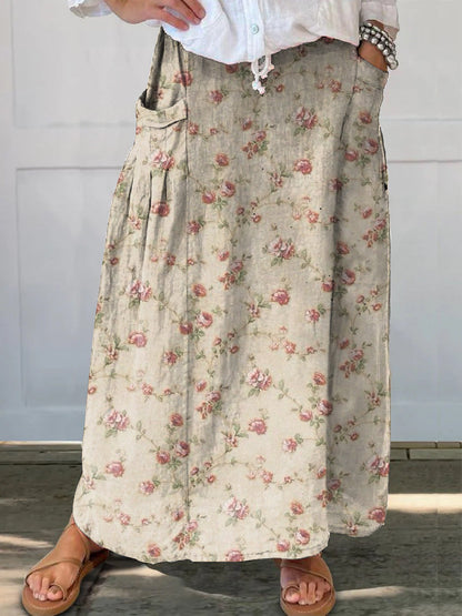 Fustă retro cu buzunar Cristina Gore, model floral, de zi cu zi