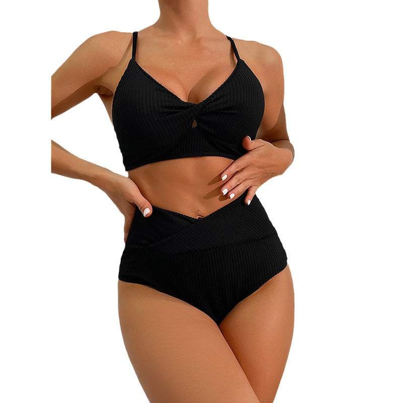 Costum de baie elegant cu dungi Cristina Gore, format din două piese