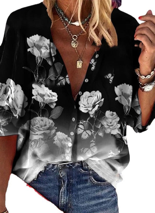 Cămașă cu mânecă scurtă și nasturi florali Cristina Gore